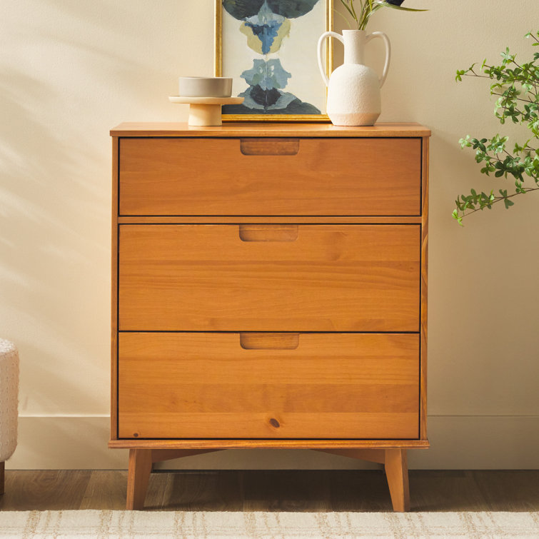 Yarber Groove 3 Drawer Solid Wood Chest